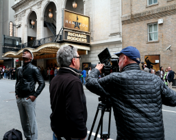 Filming Aloe Blacc in front of the Broadway musical “Hamilton”